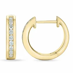 15 mm brillant creoler i 14 karat guld med diamant 