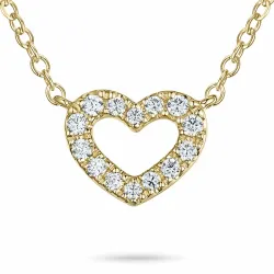 45 cm halskæde med hjertevedhæng i 14 karat guld 0,10 ct