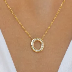 45 cm halskæde med vedhæng i 14 karat guld 0,20 ct