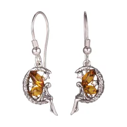 Yndige fe rav ørestikker i sølv