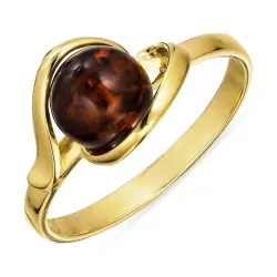rav ring i forgyldt sølv