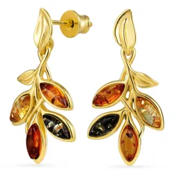 rav øreringe i forgyldt sølv