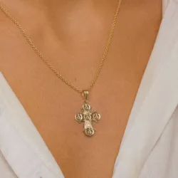 17 x 29 mm dagmarkors i 14 karat guld - Amoré