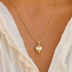 12 x 13 mm hjerte vedhæng i 14 karat guld - Amoré