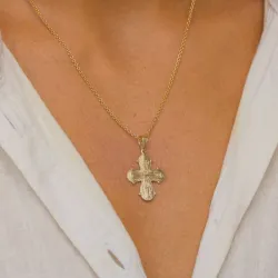 dagmarkors halskæde i forgyldt sølv med vedhæng i 8 karat guld - Amoré