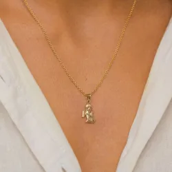 engel halskæde i forgyldt sølv med vedhæng i 8 karat guld - Gold Collection