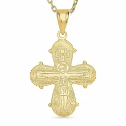 18 x 30 mm dagmarkors halskæde i forgyldt sølv med vedhæng i 14 karat guld - Amoré