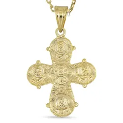 18 x 30 mm dagmarkors halskæde i forgyldt sølv med vedhæng i 14 karat guld - Amoré