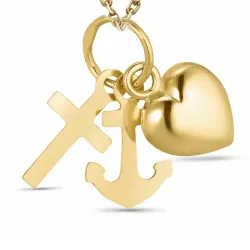 tro-håb-kærlighed halskæde i forgyldt sølv med vedhæng i 14 karat guld - Amoré