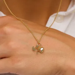 tro-håb-kærlighed halskæde i forgyldt sølv med vedhæng i 14 karat guld - Amoré