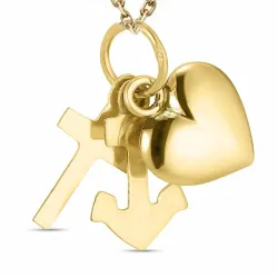 tro-håb-kærlighed halskæde i forgyldt sølv med vedhæng i 8 karat guld - Amoré