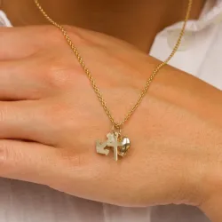 tro-håb-kærlighed halskæde i forgyldt sølv med vedhæng i 8 karat guld - Amoré