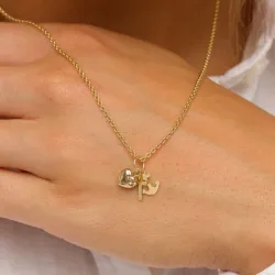 tro-håb-kærlighed halskæde i forgyldt sølv med vedhæng i 8 karat guld - Amoré