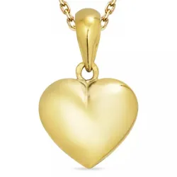 hjerte halskæde i forgyldt sølv med vedhæng i 8 karat guld - Amoré