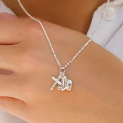 tro-håb-kærlighed halskæde i sølv med vedhæng i sølv - Amoré