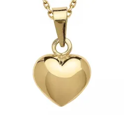 hjerte halskæde i forgyldt sølv med vedhæng i 8 karat guld - Amoré