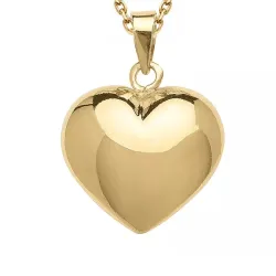 hjerte halskæde i forgyldt sølv med vedhæng i 8 karat guld - Amoré