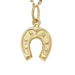 hestesko halskæde i forgyldt sølv med vedhæng i 8 karat guld - Gold Collection