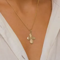 dagmarkors halskæde i forgyldt sølv med vedhæng i 8 karat guld - Amoré