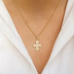 dagmarkors halskæde i forgyldt sølv med vedhæng i 14 karat guld - Amoré