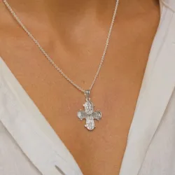 19 x 30 mm dagmarkors med fadervor vedhæng med halskæde i sølv med vedhæng i sølv - Amoré