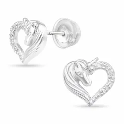 hjerte heste zirkon ørestikker i sølv - Little Ones