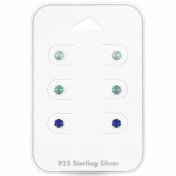 3 mm krystal ørestikker i sølv - Little Ones