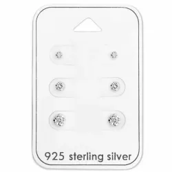 2 x 3 x 4 mm øreringe i sølv