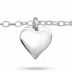 Hjerte ankelkæde i sølv med hjertevedhæng i sølv