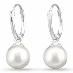 12 mm perle creoler i sølv