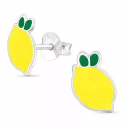 citron gule ørestikker i sølv - Little Ones
