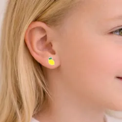 citron gule ørestikker i sølv - Little Ones