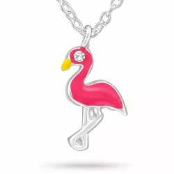 Flamingo krystal halskæde i sølv med vedhæng i sølv