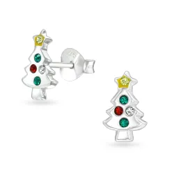 juletræ krystal ørestikker i sølv - Little Ones