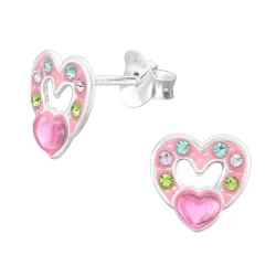 hjerte børneøreringe i sølv - Little Ones