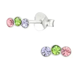 multifarvede krystal øreringe i sølv - Little Ones