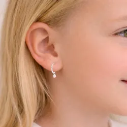 12 mm lyserøde perle creoler i sølv - Little Ones