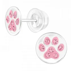 runde pote krystal børneøreringe i sølv - Little Ones