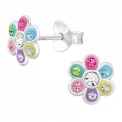 blomster krystal øreringe i sølv - Little Ones