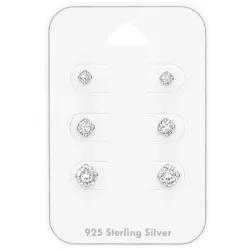 3 x 4 x 5 mm zirkon ørestikker i sølv