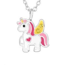 enhjørning gul halskæde i sølv - Little Ones