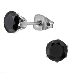 6 mm sort zirkon ørestikker i titanium