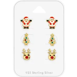 julemand børneøreringe i forgyldt sølv - Little Ones