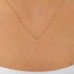 lab grown diamant vedhæng med halskæde i 925 karat forgyldt sølv 0,035 ct