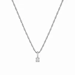 lab grown diamant vedhæng med halskæde i rhodineret sølv