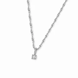 lab grown diamant vedhæng med halskæde i rhodineret sølv