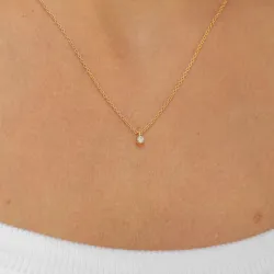 lab grown diamant vedhæng med halskæde i 925 karat forgyldt sølv 0,062 ct