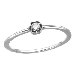 blomster lab grown diamant ring i rhodineret sølv