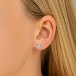sol øreringe i rhodineret sølv med lab grown diamant 