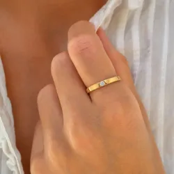 lab grown diamant solitairering i forgyldt sølv